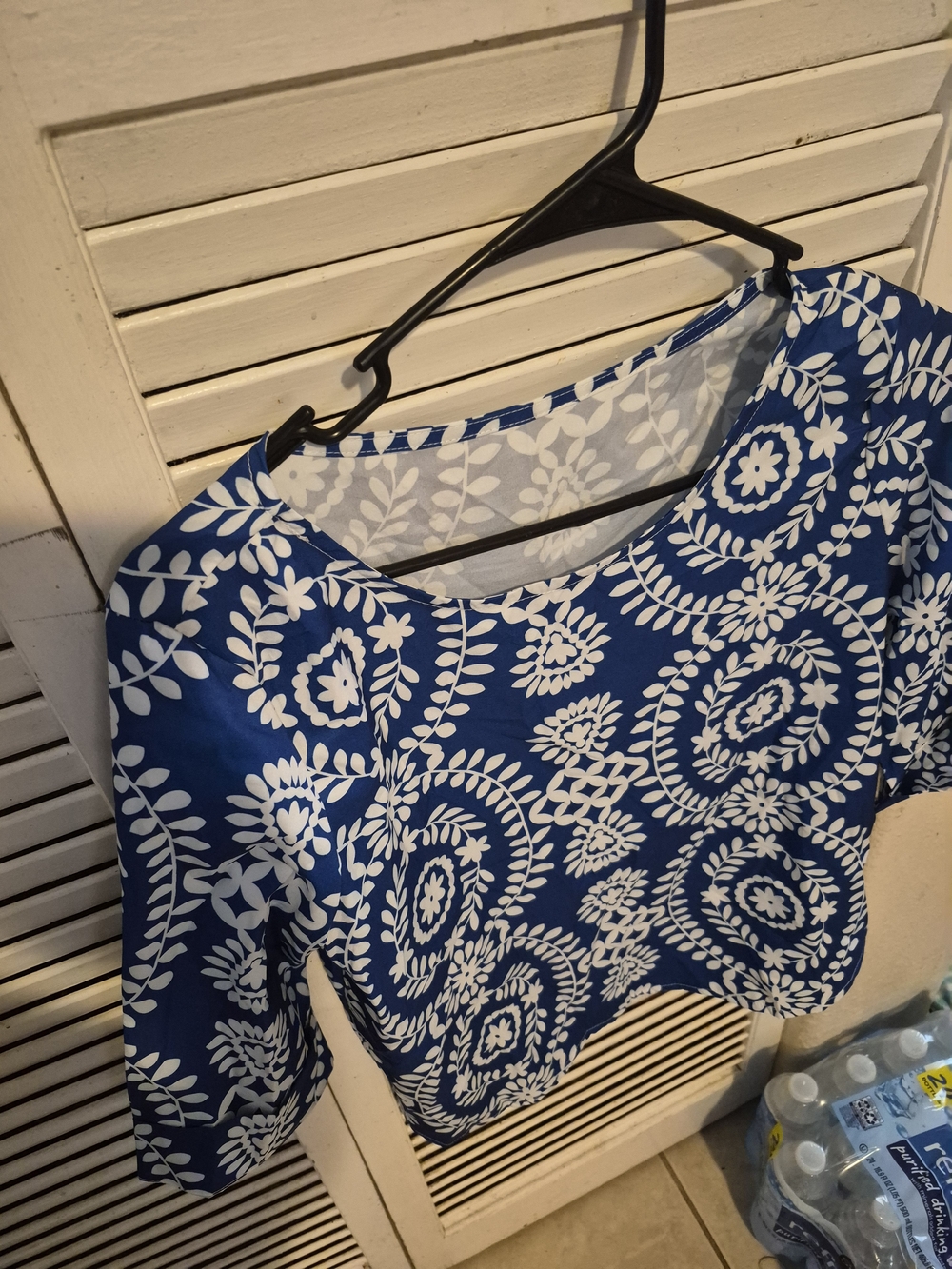 Blue Floral Print Women's Top - Casual Tunic